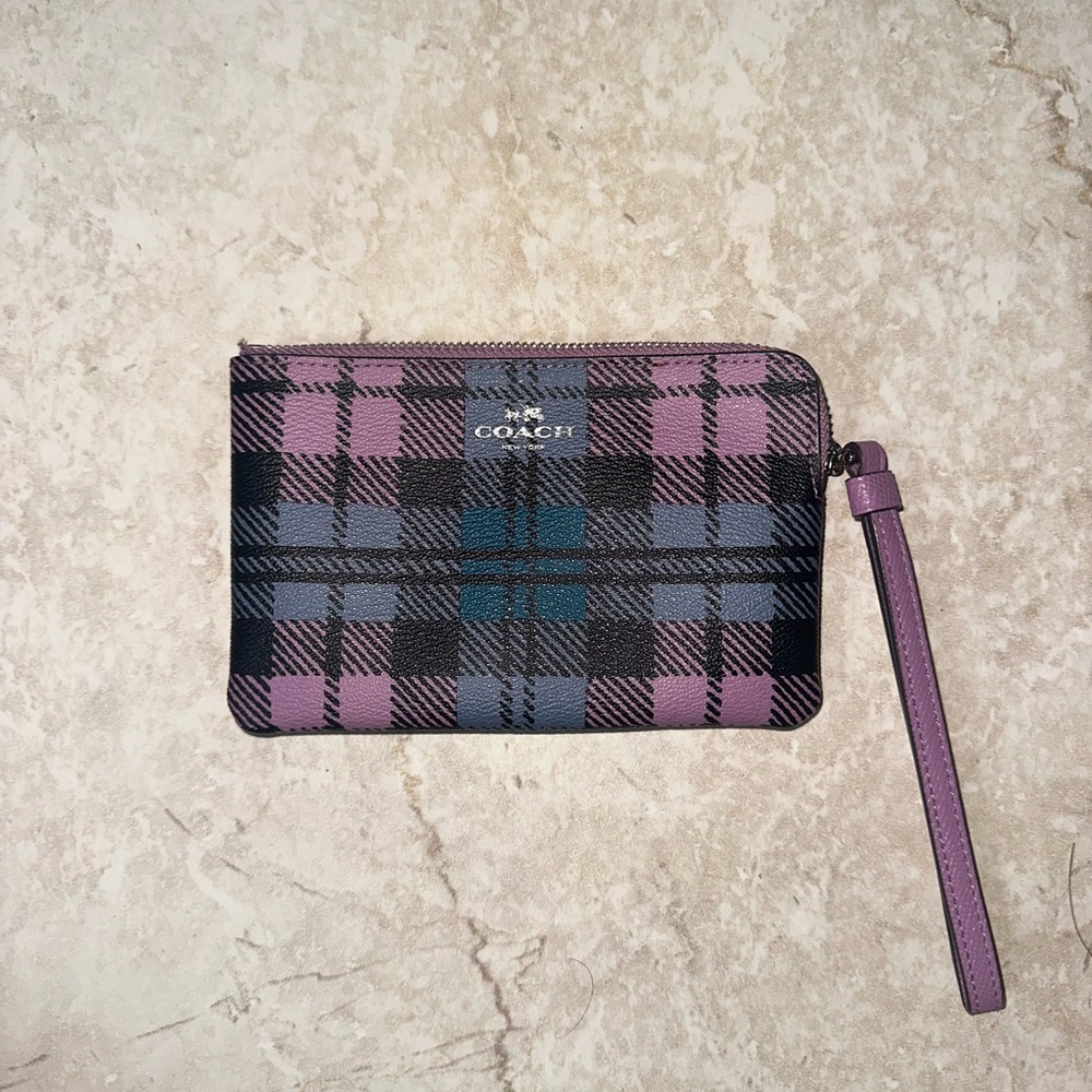 Coach Colorful Plaid Wristlet